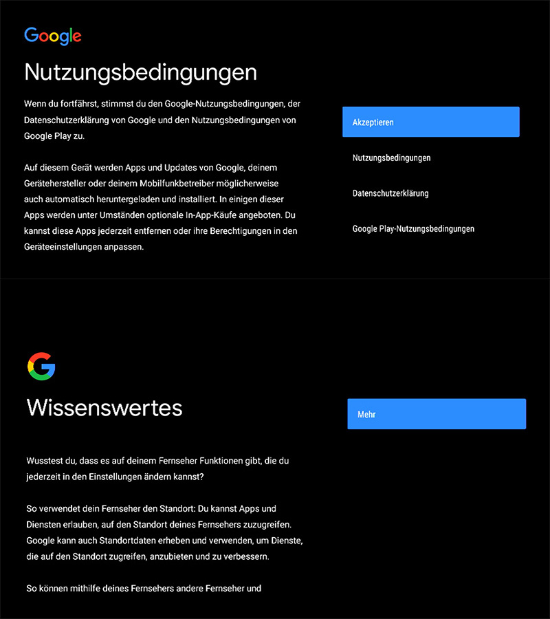Google Nutzungsbedingungen