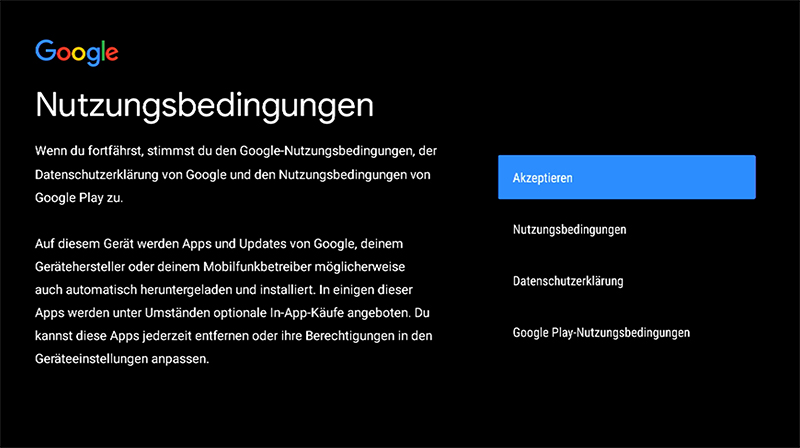 Google Nutzungsbedingungen